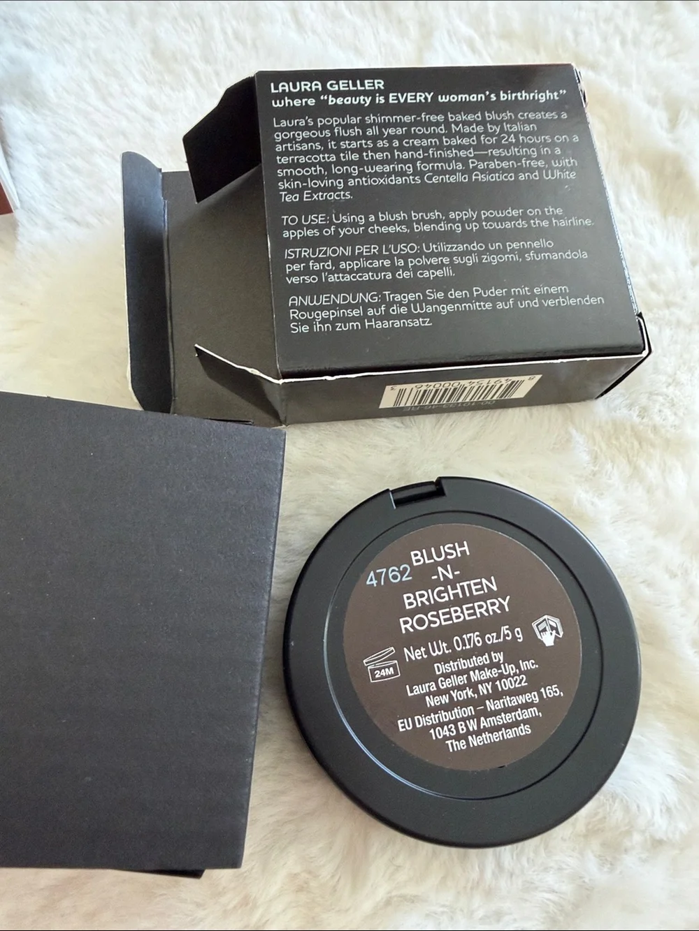 Laura Geller Blush-n-brighten Baked cheek Color Roseberry NEW 0.176 oz powder